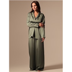 Пижама женская (рубашка, брюки) SL HOME Tensel Home, зелёная