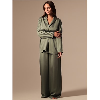 Пижама женская (рубашка, брюки) SL HOME Tensel Home, зелёная