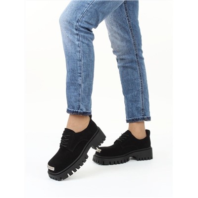 03-23120-6 BLACK Полуботинки демисезонные женские (натуральная замша)