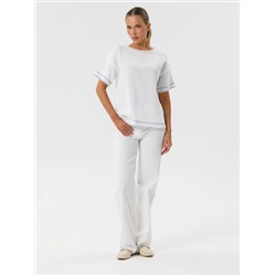 Блуза вязаная белая с короткими рукавами