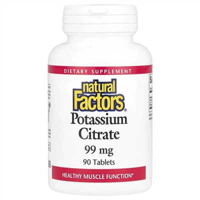 Natural Factors, цитрат калия, 99 мг, 90 таблеток