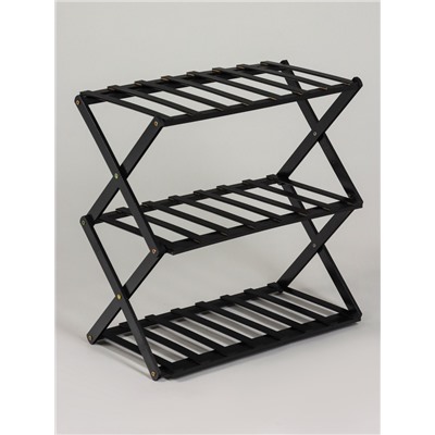 Подставка для цветов Greengo, 3 полки, 50 × 25 × 46 см, напольная, бамбук, чёрная