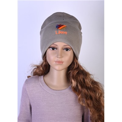 33  Шапка "Likee"  двойная капуччино/шт