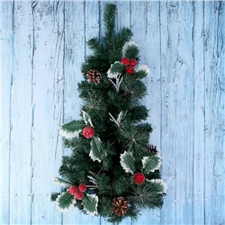 Искусственная ёлка настенная «Зимнее волшебство. Шишка ягодки», 65 см, ПВХ ветки отгибаются