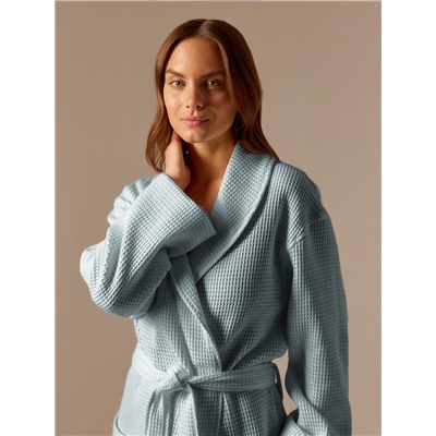 Халат вафельный женский SL HOME: Basic «Аззура», хлопок 100%, бирюзовый
