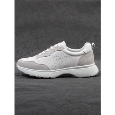 03-YC527-2 WHITE/GRAY Кроссовки женские (натуральная кожа)