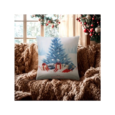 Наволочка декоративная новогодняя «Этель. Christmas», 40×40 см, бело-голубая