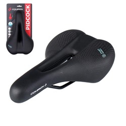 Седло велосипедное MTB COMIRON PIDCOCK M018 275X170, Технологии: DW, ED. Верх: PU с прессованым принтом/Цвет: Чёрный+Синий /уп 30/
