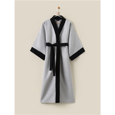 Халат женский домашний SL HOME Elegant-52, лён 100%, серый