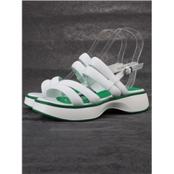 08-PEL266-3 WHITE/GREEN Босоножки женские (натуральная кожа)