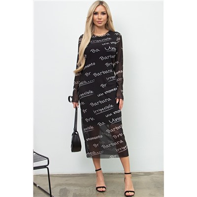 Длинное чёрное платье из сетки Донелла №1