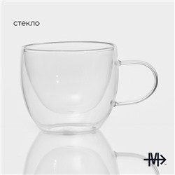 Кружка с двойными стенками Magistro «Дуо», 200 мл, 12×8.5×7.5, стекло