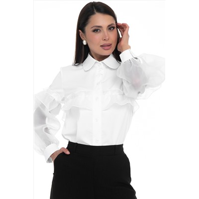 Блузка белая с рукавами из органзы