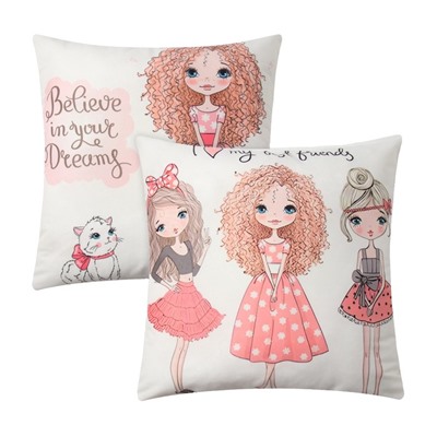 Наволочки декоративные набор 2 шт. «Этель. Девичьи истории», 40×40, велюр