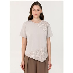 Блуза бежевая с кружевом