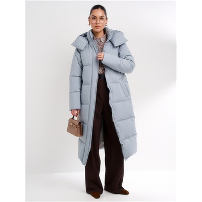 Пуховик женский серо-голубой