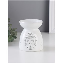 Аромалампа для эфирных масел «Голова Будды», керамика, белый, 8×8×9.3 см