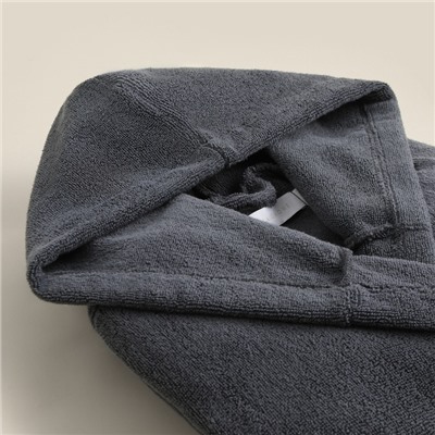 Халат махровый с капюшоном мужской SL HOME: Basic «Гри Сандре», размер M, хлопок 100%, тёмно-серый