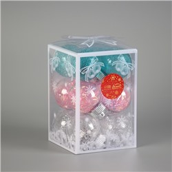 Ёлочные игрушки, шары новогодние , пластик, набор d-6 см, 12 шт "Калейдоскоп" каприз, МИКС