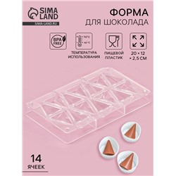 Форма для конфет и шоколада «Средний конус», 20×12×2.5 см, 14 ячеек 4.1×3.2×1.8 см, прозрачная