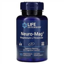 Life Extension, Neuro-Mag, L-треонат магния, 144 мг, 90 вегетарианских капсул (48 мг в 1 капсуле)