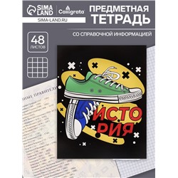 Тетрадь предметная 48 листов в клетку Calligrata, «Кеды. История», картонная обложка
