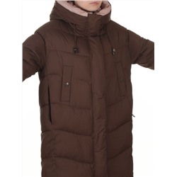 8867 BROWN Пальто зимнее женское (200 гр. холлофайбер)