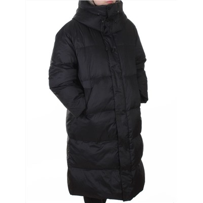 3063 BLACK Пальто пуховое женское оверсайз (утиный пух)