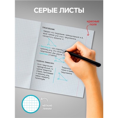 Набор тетрадей, 96 листов в клетку, Calligrata «Яркие полосы», серые листы, 4 штуки