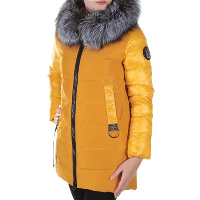 8186 YELLOW Пальто женское с натуральным мехом Jarius