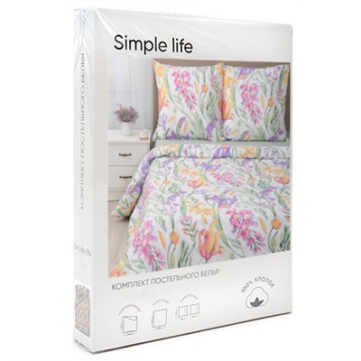 КПБ Simple Life 2,0 спальный, бязь, 100 % хлопок, пл. 120 гр./кв.м., Floral (Флорал) Пододеяльник 177*217, простыня 180*217, наволочка 70*70 (2 шт.)