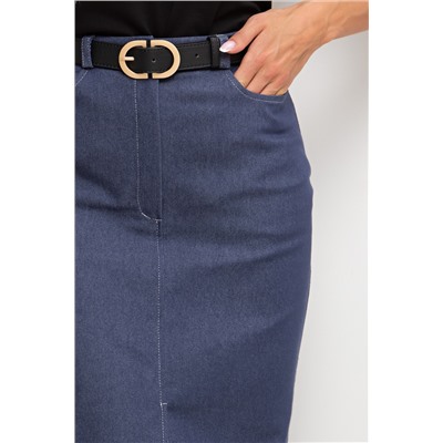 Юбка-карандаш джинсовая тёмно-синяя с разрезом Изольда №1