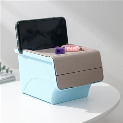 Контейнер пластиковый для хранения с крышкой-полкой, 17×11×11 см, МИКС