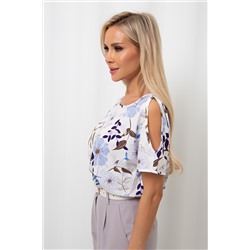 Блузка белая с цветочным принтом Мия №12