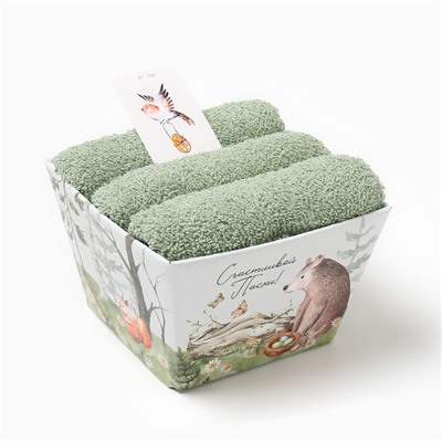 Набор полотенец «Этель. Счастливой пасхи», 35×50 см - 3 шт., 100% хлопок, махра 340 г/м²