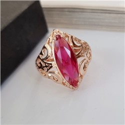 Кольцо 18 р с крупным камнем ювелирная бижутерия коллекция  "Дубай" покрытие: позолота, вставка: фианит, цвет: малиновый, арт.314.513-18