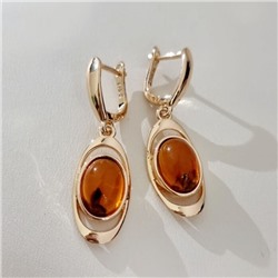 Серьги длинные ювелирная бижутерия коллекция "Дубай" покрытие позолота, вставка: пластик, цвет: янтарный, арт.414.667