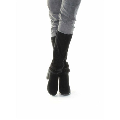 02-1686-1461MB-1 BLACK Сапоги женские (натуральная замша, натуральный мех (еврозима))