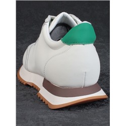 05-PDJ66-2 BEIGE/GREEN Кроссовки женские (натуральная кожа)