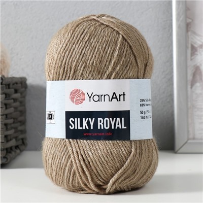 Пряжа для вязания спицами, крючком YarnArt, Silky Royal, 65% мериносовая шерсть, 35% искусственный шёлк, 140 м/50 г, (442 серо-бежевый)