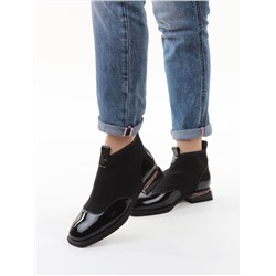 01-B44B-81AG BLACK Ботинки демисезонные женские (натуральная кожа, текстиль, байка)