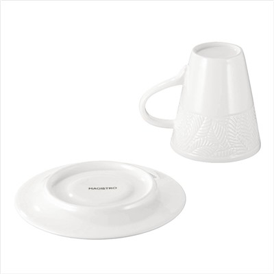 Чайная пара Magistro Crotone, чашка 220 мл, блюдце d=15 см, фарфор, белая