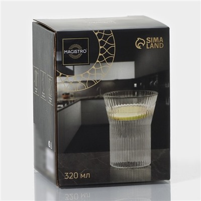 Стакан Magistro «Грани», 320 мл, 8.5×11 см, боросиликатное стекло, прозрачный