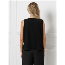 Блузка чёрная из шифона с эффектом креш