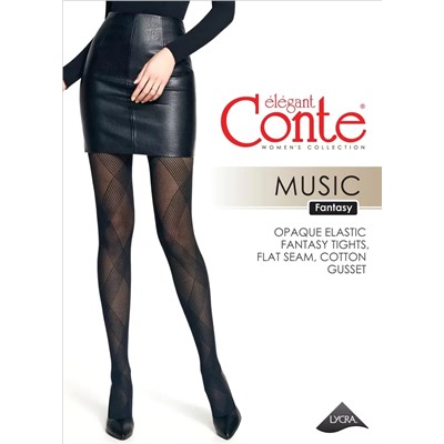 CONTE MUSIC Колготки женские с диагональными полосами