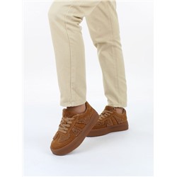 04-P133-2C BROWN Кроссовки демисезонные женские (натуральная замша, байка)