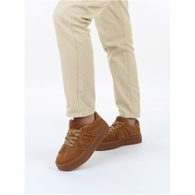 04-P133-2C BROWN Кроссовки демисезонные женские (натуральная замша, байка)