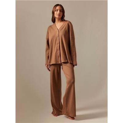 Пижама женская (рубашка, брюки) SL HOME Soft Home, кофейная