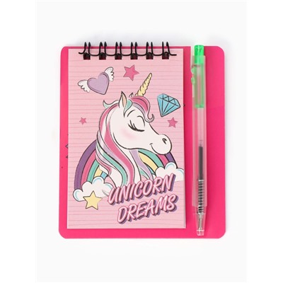 Блокнот А7 и мини ручка, Минни Маус и единорог