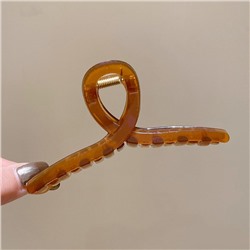 (С ЦАРАПИНАМИ) Заколка-краб для волос прозрачный коричневый ПЕТЕЛЬКА, 11 см.